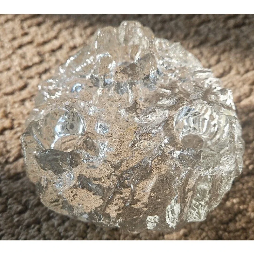 Vintage LE Smith Drama Light Tripod Crystal 2 In 1 Candle Holder Glacier Ice